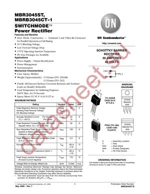 MBRB3045CT-1G datasheet  